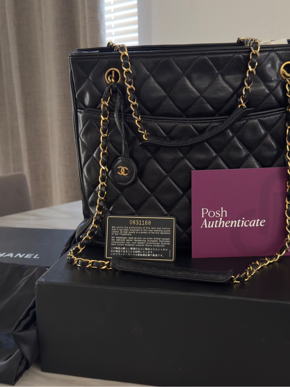 CHANEL Black Quilted Lambskin Shoulder Bag with Gold Chain - Picture 3 of 16